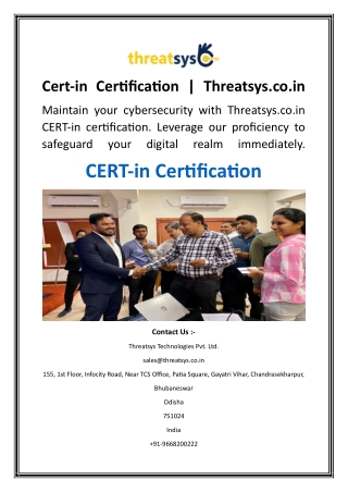 Cert-in Certification  Threatsys.co.in
