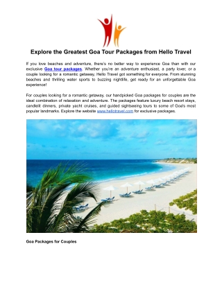 Explore the Greatest Goa Tour Packages from Hello Travel.docx