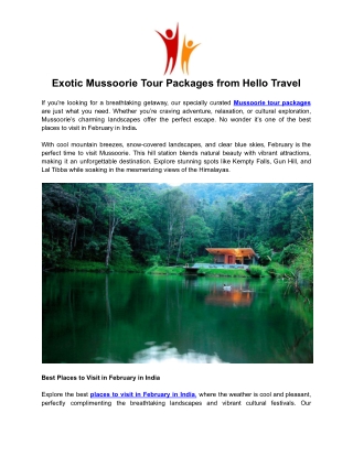 Exotic Mussoorie Tour Packages from Hello Travel.docx