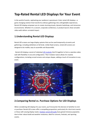 Top-Rated Rental LED Displays for Your Event