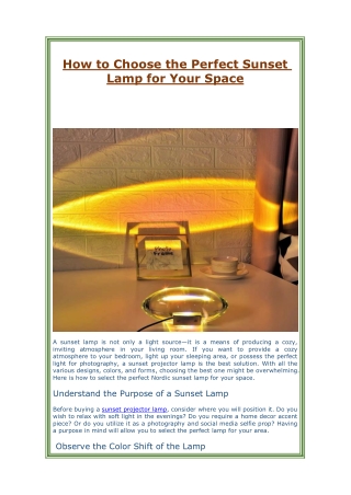 How to Choose the Perfect Sunset Lamp for Your Space