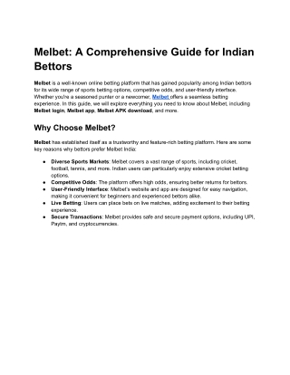 Melbet_ A Comprehensive Guide for Indian Bettors