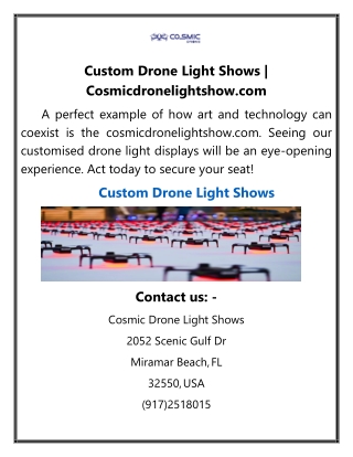 Custom Drone Light Shows Cosmicdronelightshow
