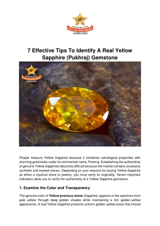7 Effective Tips To Identify A Real Yellow Sapphire (Pukhraj) Gemstone