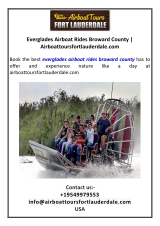Everglades Airboat Rides Broward County  Airboattoursfortlauderdale.com
