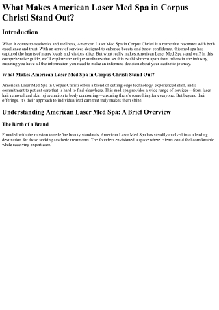what makes american laser med spa in corpus