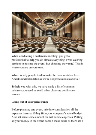 Conference Venue Fails: Learn from Others' Mistakes