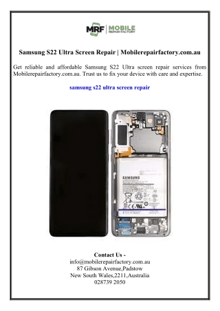 Samsung S22 Ultra Screen Repair  Mobilerepairfactory.com.au