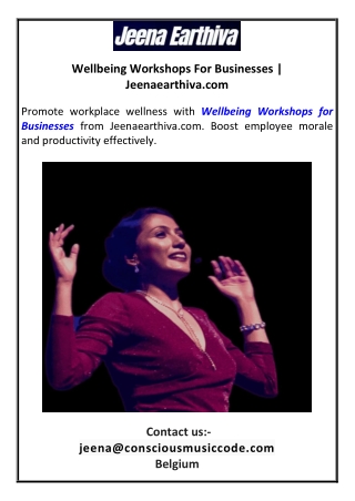 Wellbeing Workshops For Businesses  Jeenaearthiva.com
