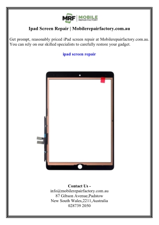Ipad Screen Repair  Mobilerepairfactory.com.au