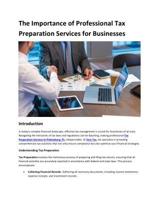 The Importance of Professional Tax Preparation Services for Businesses