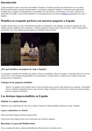 Planifica tu escapada perfecta con nuestros paquetes a España