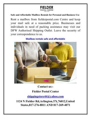 Safe and Affordable Mailbox Rentals for Personal and Business Use