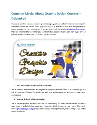 come on myths about graphic design courses