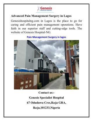 Advanced Pain Management Surgery in Lagos