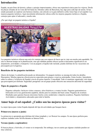 Amor bajo el sol español: Los mejores paquetes turísticos