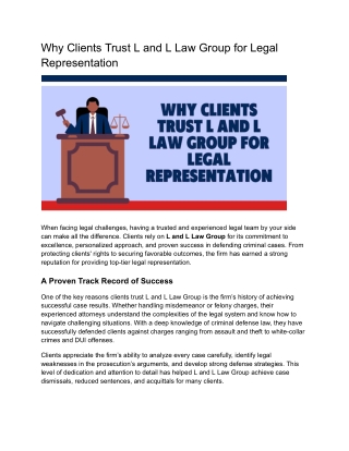 Why Clients Trust L and L Law Group for Legal Representation