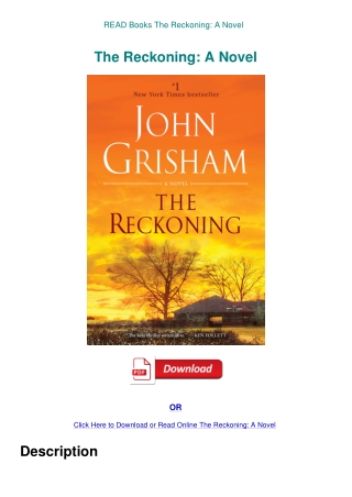 READ Books The Reckoning A Novel