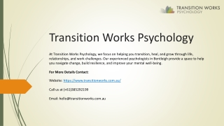 Expert Psychological Support in Bentleigh - Transition Works