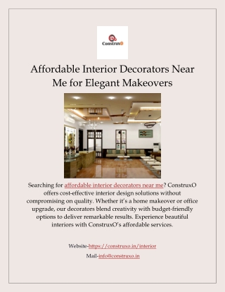 Affordable Interior Decorators Near Me for Elegant Makeovers