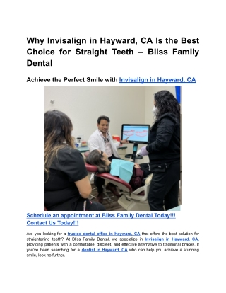 Why Invisalign in Hayward, CA Is the Best Choice for Straight Teeth – Bliss Family Dental