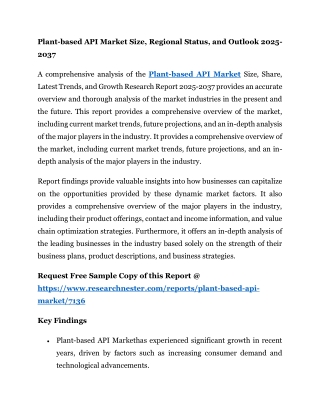 plant based api market size regional status