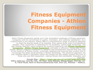 Fitness Equipment Companies - Athlon Fitness Equipment