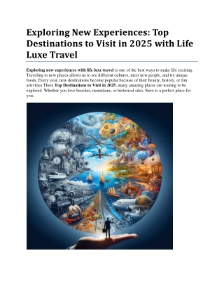 Exploring New Experiences by Top Destinations to Visit in 2025 with Life Luxe Travel