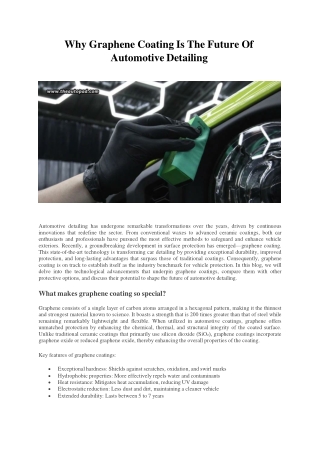 Why Graphene Coating Is The Future Of Automotive Detailing
