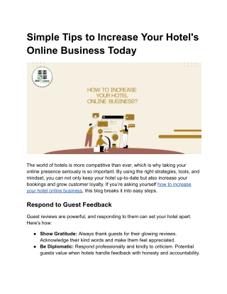 How to Increase Your Hotel Online Business