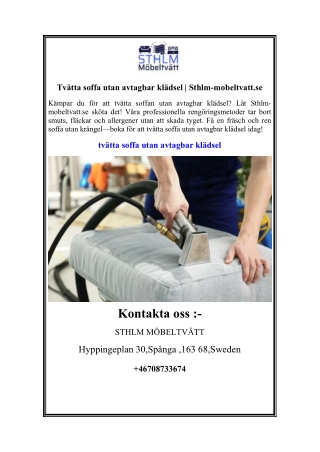 Tvätta soffa utan avtagbar klädsel | Sthlm-mobeltvatt.se