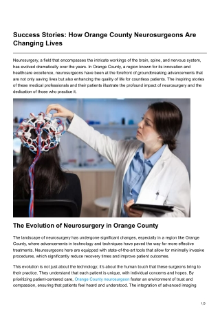 Success Stories How Orange County Neurosurgeons Are Changing Lives