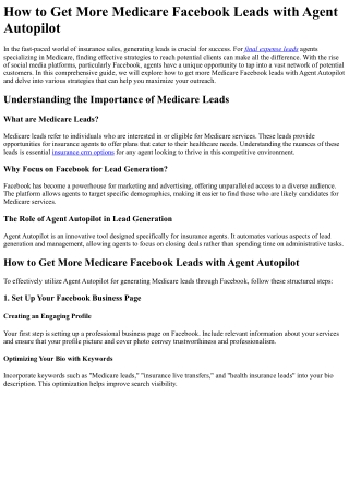 how to get more medicare facebook leads with
