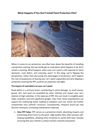 What Happens If You Don’t Install Paint Protection Film?