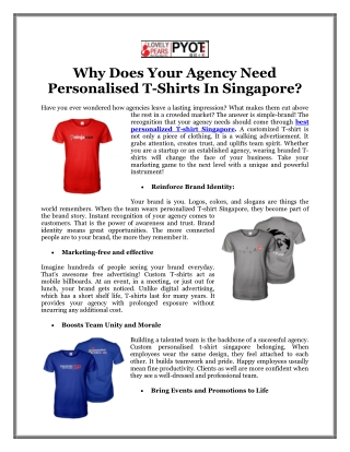 Why Does Your Agency Need Personalised T-Shirts In Singapore