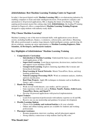 jclicksolutions best machine learning training