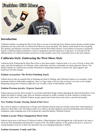 California Fashion: Accepting the West Coastline Design