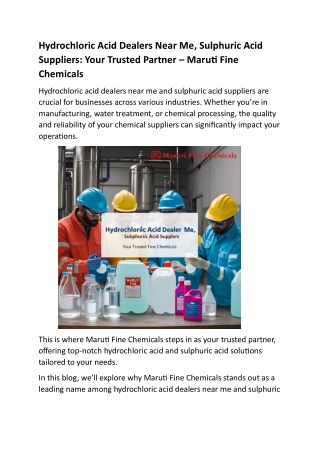 Hydrochloric Acid Dealers Near Me, Sulphuric Acid Suppliers