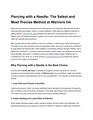 piercing with a needle the safest and most
