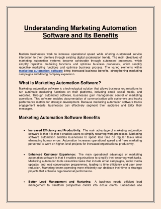 Understanding Marketing Automation Software and Its Benefits