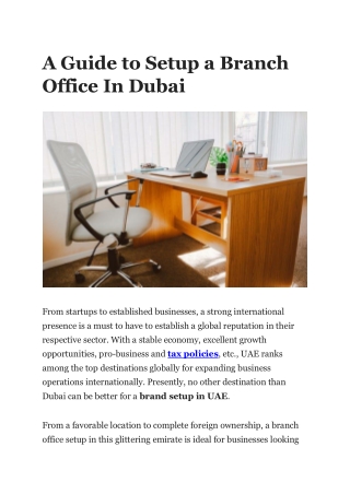 A Guide to Setup a Branch Office In Dubai