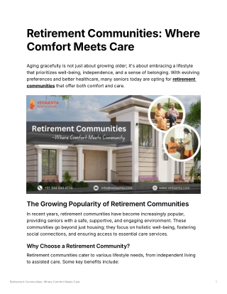 Retirement Communities Where Comfort Meets Care