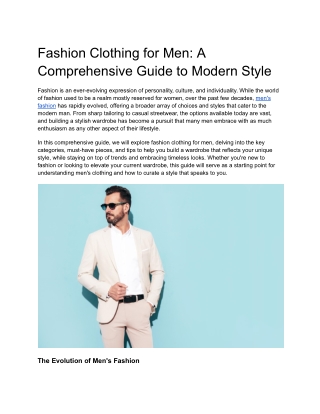 Fashion Clothing for Men_ A Comprehensive Guide to Modern Style