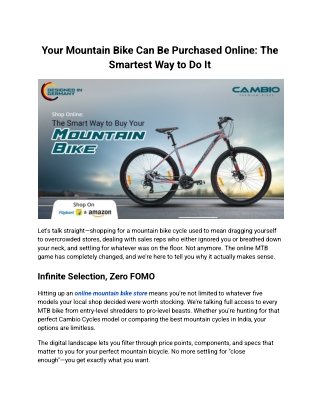 Buy Mountain Bicycles Online at Best Price in India