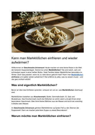 Post 7 _ Kann man Markklößchen einfrieren und wieder aufwärmen