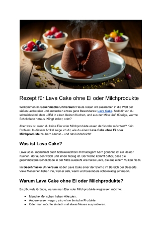 Post 8 _ Rezept für Lava Cake ohne Ei oder Milchprodukte