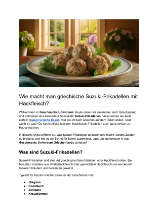 Post 9 _ Wie macht man griechische Suzuki-Frikadellen mit Hackfleisch