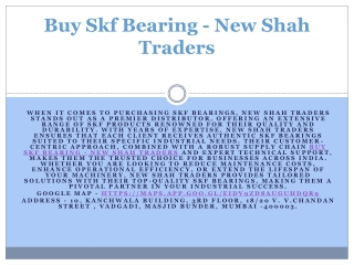 Buy Skf Bearing - New Shah Traders