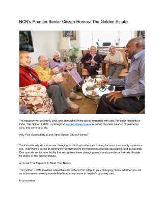 ncr s premier senior citizen homes the golden