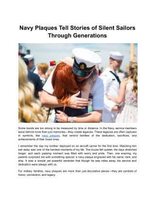 Navy Plaques Tell Stories of Silent Sailors Through Generations